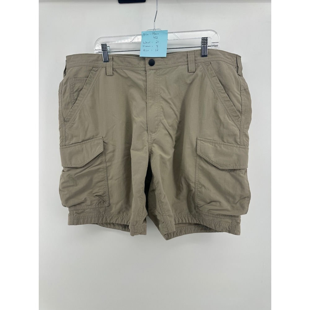 Duluth Trading Co Mens Tan Nylon Ripstop Cargo Shorts Size 42 Hiking Utility